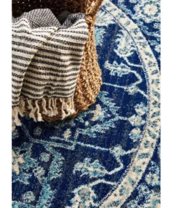 Rug Culture Evoke Release Navy Transitional Round Rug -Home Decor Shop 798033700 5 720x928