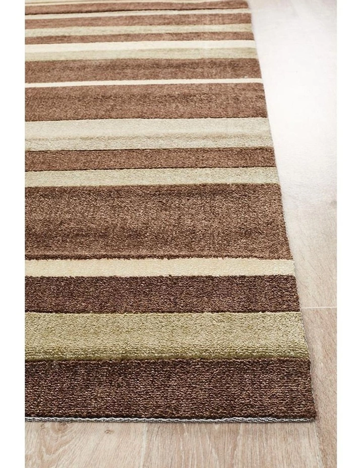 Rug Culture City Stylish Stripe Rug Brown Beige 2 Rug Culture City Stylish Stripe Rug Brown Beige - Image 2