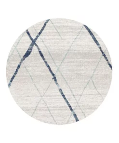 Rug Culture Oasis Noah White Blue Contemporary Round Rug