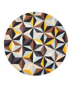 Rug Culture Matrix Pure Wool 900 Blue Round Rug