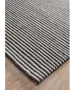 Rug Culture Studio Oskar Felted Wool Striped Rug Black White