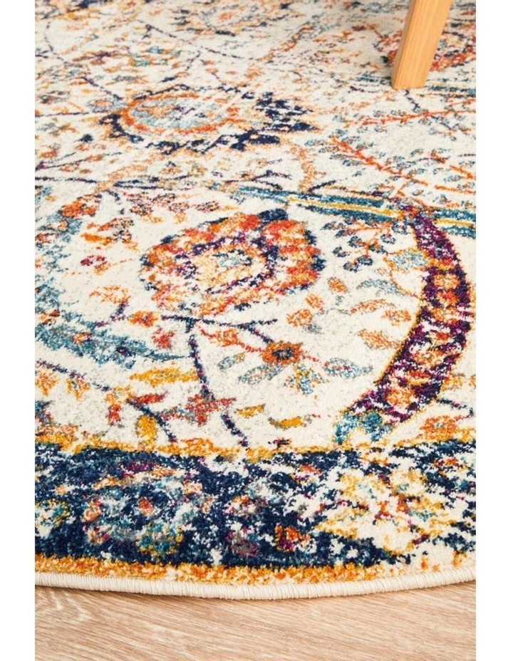 Rug Culture Evoke Peacock Ivory Transitional Round Rug 1 Rug Culture Evoke Peacock Ivory Transitional Round Rug