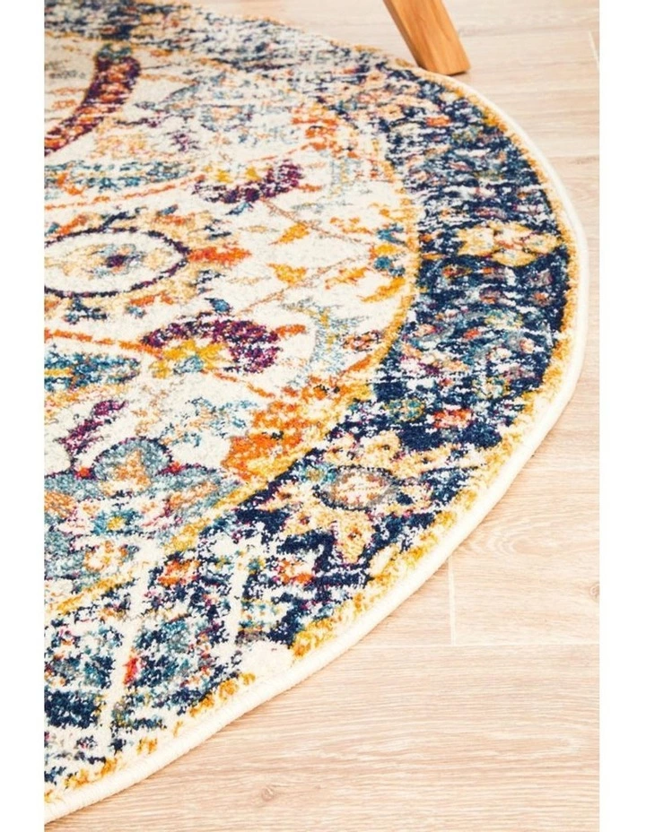 Rug Culture Evoke Peacock Ivory Transitional Round Rug 2 Rug Culture Evoke Peacock Ivory Transitional Round Rug - Image 2