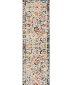 Rug Culture Evoke Peacock Ivory Transitional Runner Rug
