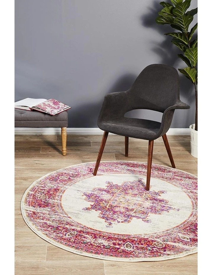 Rug Culture Babylon 211 Pink Round Rug 7 Rug Culture Babylon 211 Pink Round Rug - Image 7