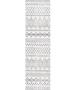 Rug Culture Oasis Nadia White Blue Rustic Tribal Runner Rug -Home Decor Shop 798103450 1 720x928
