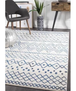 Rug Culture Oasis Nadia White Blue Rustic Tribal Rug -Home Decor Shop 798104530 7 720x928