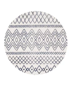 Rug Culture Oasis Nadia White Blue Rustic Tribal Round Rug -Home Decor Shop 798106240 1 720x928