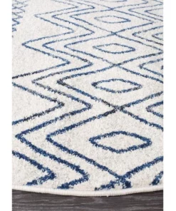 Rug Culture Oasis Nadia White Blue Rustic Tribal Round Rug -Home Decor Shop 798106240 2 720x928