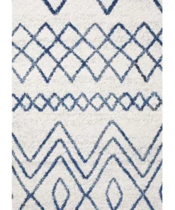 Rug Culture Oasis Nadia White Blue Rustic Tribal Round Rug