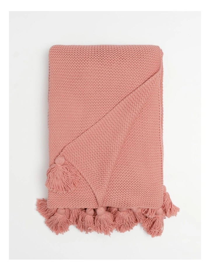 Vue Melaky Knitted Tassel Throw Pink Clay 1 Vue Melaky Knitted Tassel Throw Pink Clay