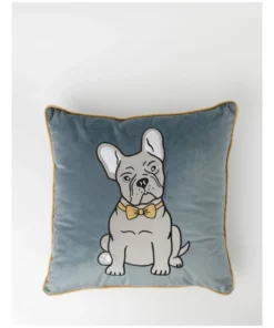 Beau & Bonnie Frenchie Dog Cushion Navy