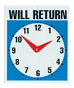 Headline Open Come In & Will Return w/ Clock - 19 x 23cm