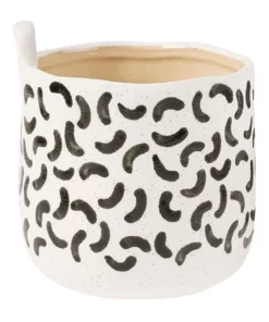 Linen House Paterna 15cm Planter Pot Black Curve