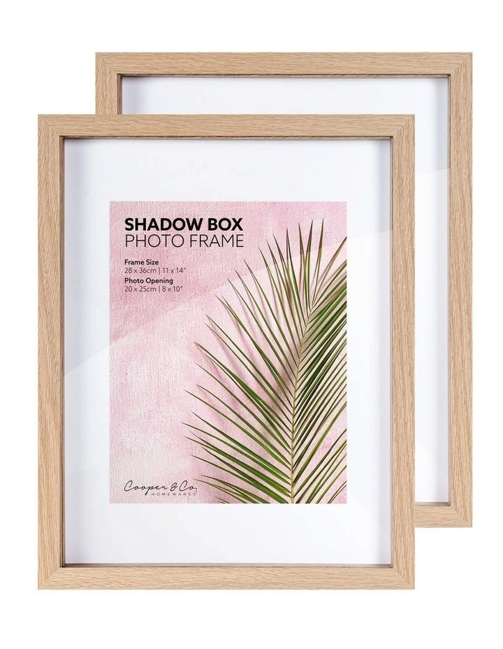 Cooper & Co Set of 2 28x36cm mat to 20x25cm Set of 2 Oak Shadow Box Wooden Photo Frame 3 Cooper & Co Set of 2 28x36cm mat to 20x25cm Set of 2 Oak Shadow Box Wooden Photo Frame - Image 3