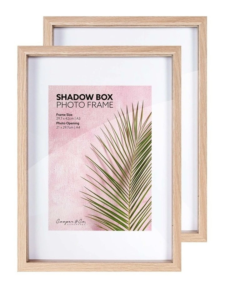 Cooper & Co Set of 2 A3 mat to A4 Oak Shadow Box Wooden Photo Frame 3 Cooper & Co Set of 2 A3 mat to A4 Oak Shadow Box Wooden Photo Frame - Image 3