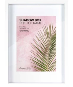 Cooper & Co Set of 2 A3 mat to A4 White Shadow Box Wooden Photo Frame