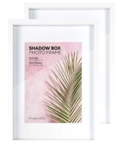 Cooper & Co Set of 2 A3 mat to A4 White Shadow Box Wooden Photo Frame -Home Decor Shop 803747710 3 720x928