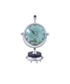 Koala Living Magnified Maritime Clock on Black Base Aluminium Nickel
