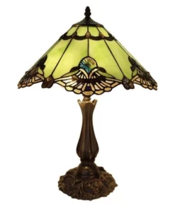 G&G Bro Large Benita Leadlight Tiffany Table Lamp Jade