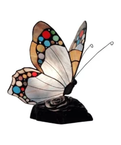 G&G Bro Spotted Butterfly Tiffany Table Lamp