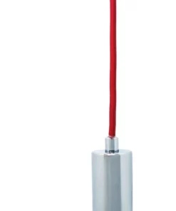 Lexi Lighting Chrome Ceiling Pendant Lamp Light with Fabric Cable Red