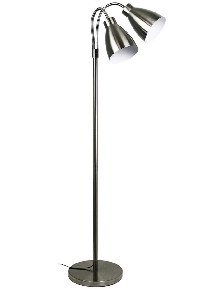 Oriel Lighting Retro Twin Floor Lamp Brushed Chrome 1 Oriel Lighting Retro Twin Floor Lamp Brushed Chrome
