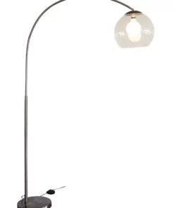 Oriel Lighting Large Arc Floor Lamp with Acrylic Shade Antique Brass