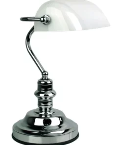 Oriel Lighting Banker's Touch Table Lamp Chrome/ Gloss Opal
