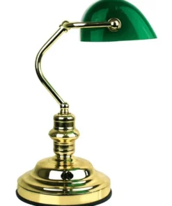 Oriel Lighting Banker's Table Lamp(Switched) Polished Brass