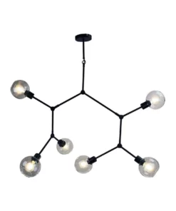 Oriel Lighting Padua Contemporary Clear Glass Pendant Light Matt Black