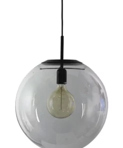 Oriel Lighting Newton Contemporary Clear Glass Pendant Light 40cm Black