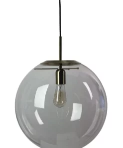 Oriel Lighting Newton Contemporary Clear Glass Pendant Light 40cm Brass
