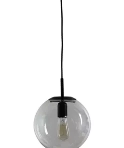 Oriel Lighting Newton Contemporary Clear Glass Pendant Light 25cm Black
