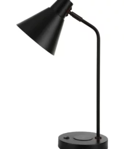 Oriel Lighting Targa Desk Lamp with USB and Wireless Charging Black