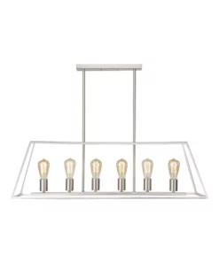 Oriel Lighting Southport.100 6-Light 100cm Urban Retro Pendant Light Brushed Chrome