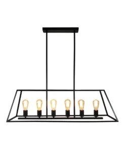 Oriel Lighting Southport.100 6-Light 100cm Urban Retro Pendant Light Black