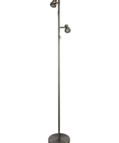 Oriel Lighting DAXAM LED Twin Adjustable Antique Brass Floor Lamp