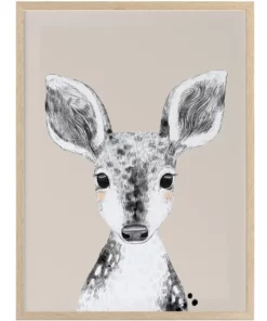 Urban Road Doe A Deer Print Oak Frame