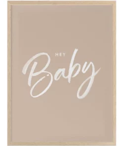 Urban Road Hey Baby Print Oak Frame