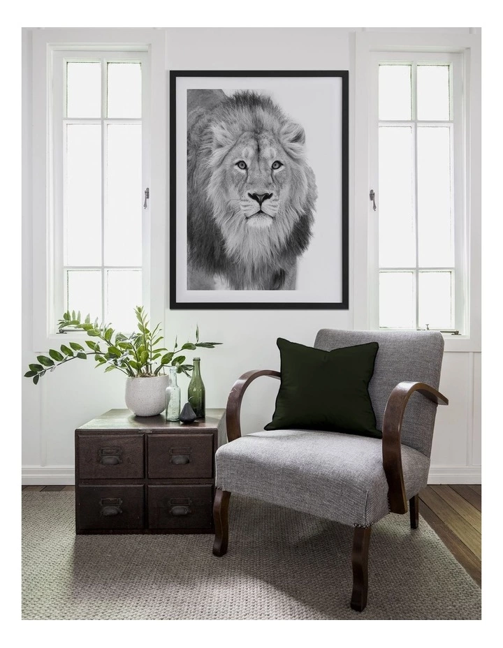 Urban Road Lion Hunt Print White Frame 2 Urban Road Lion Hunt Print White Frame - Image 2