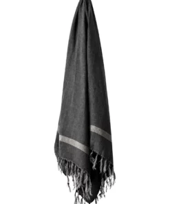 Aura Home Herringbone Throw in Charcoal
