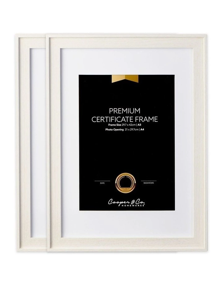 Cooper & Co 2pk A3 Noose Certificate Frame White 1 Cooper & Co 2pk A3 Noose Certificate Frame White