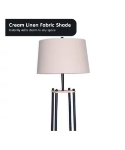 Sarantino Metal Etagere Floor Lamp With Wood Shelf Light Cream Linen Fabric Shade -Home Decor Shop 828974800 4 720x928