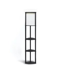 Sarantino Wood Etagere Floor Lamp In Tripod Shape Reading Light 3 Wooden Shelves