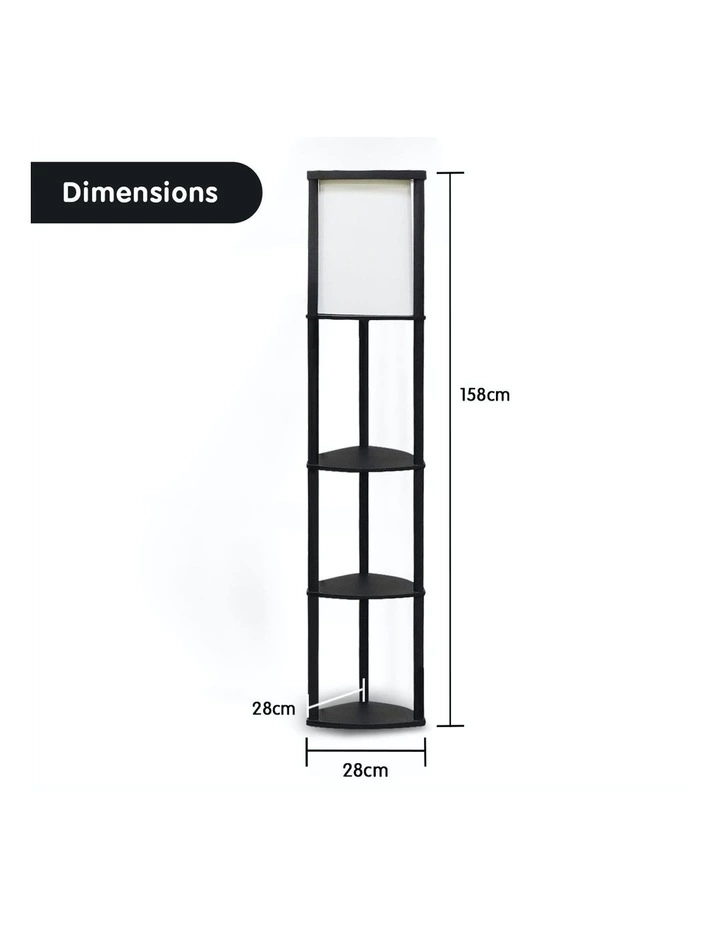 Sarantino Wood Etagere Floor Lamp In Tripod Shape Reading Light 3 Wooden Shelves 2 Sarantino Wood Etagere Floor Lamp In Tripod Shape Reading Light 3 Wooden Shelves - Image 2