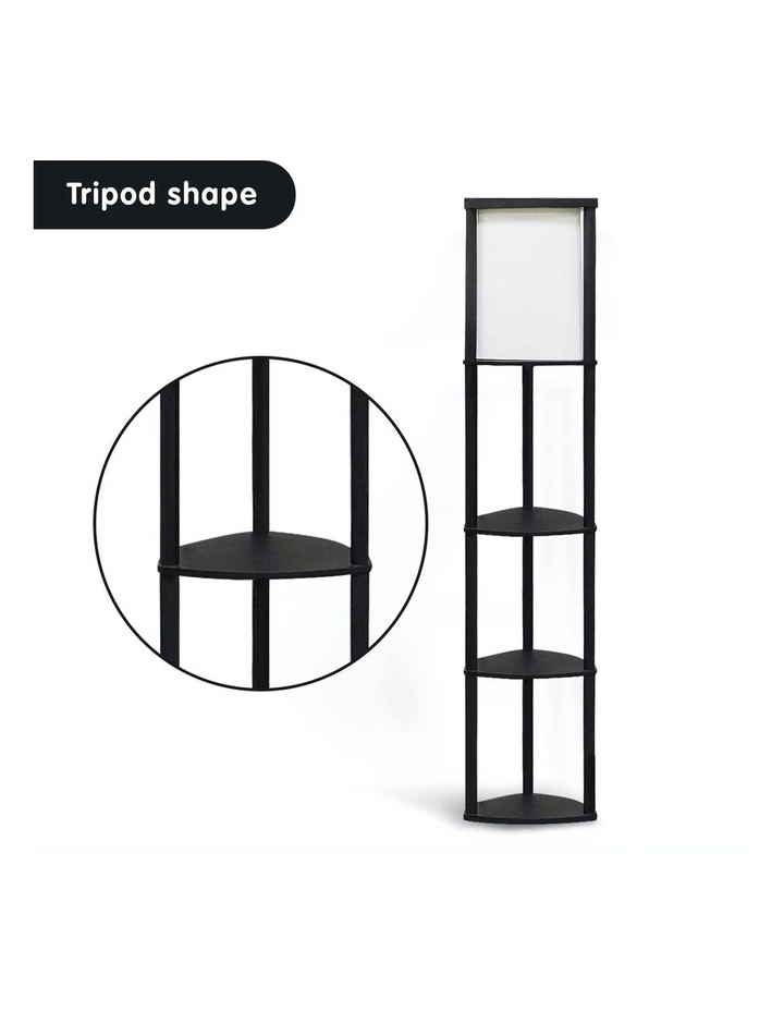 Sarantino Wood Etagere Floor Lamp In Tripod Shape Reading Light 3 Wooden Shelves 3 Sarantino Wood Etagere Floor Lamp In Tripod Shape Reading Light 3 Wooden Shelves - Image 3