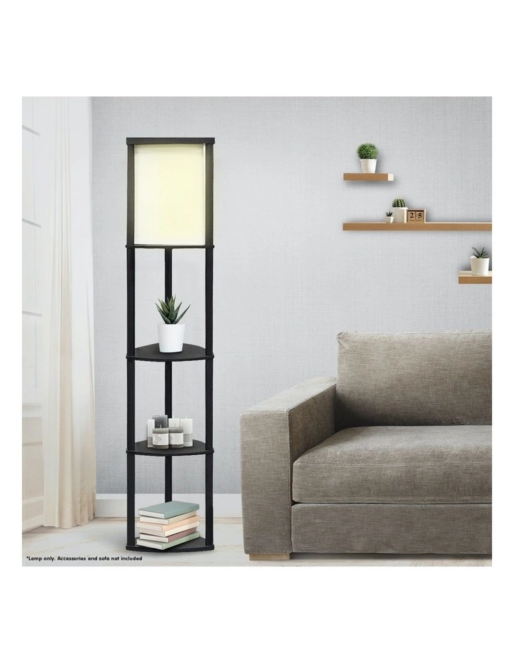 Sarantino Wood Etagere Floor Lamp In Tripod Shape Reading Light 3 Wooden Shelves 5 Sarantino Wood Etagere Floor Lamp In Tripod Shape Reading Light 3 Wooden Shelves - Image 5