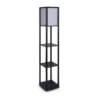 Sarantino Etagere Floor Lamp Diamond Design Fabric Shade With Shelves Black