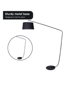 Sarantino Metal Arc Floor Lamp In Black Finish Wih Linen Taper Drum Round Shade Black -Home Decor Shop 828975250 4 720x928